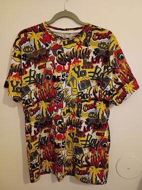 Galaxy By Harvic Men's Yellow Multicolor Pop-Art Graphic Tee Sz M